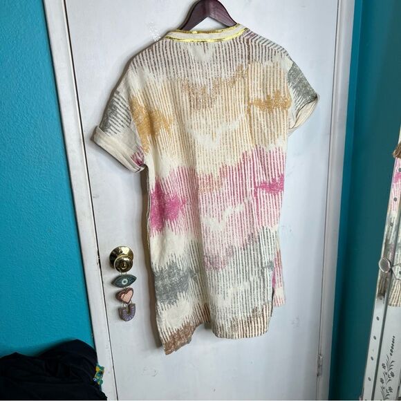 Soft Surroundings Rio Vista Cotton Cardigan Kimono Pastel Metallic Gold Sz small - Picture 3 of 9